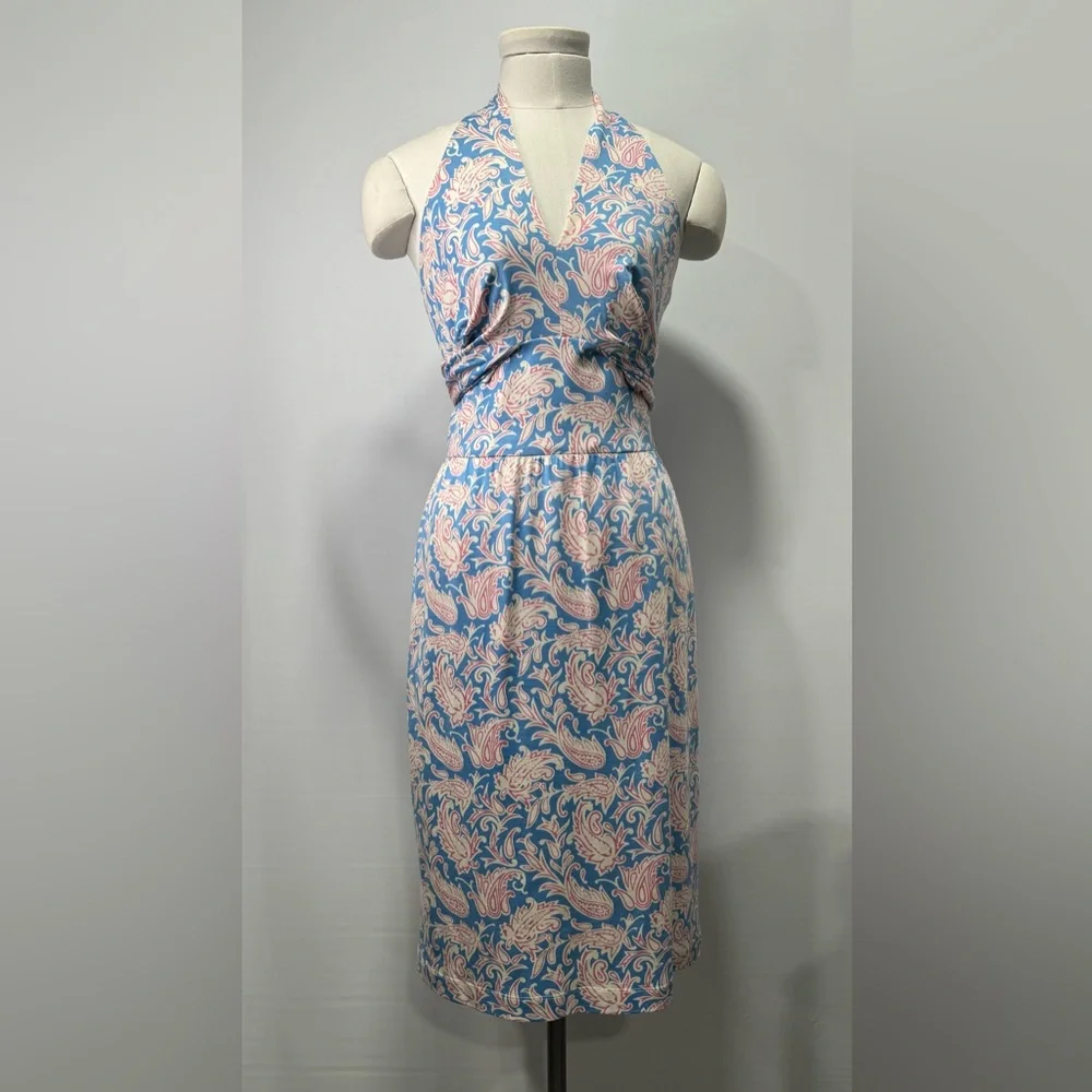 J. McLaughlin Fully Lined Blue 95% SILK Dress EUC - Picture 1 of 12